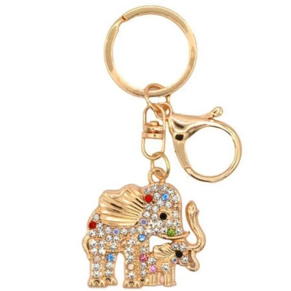 Mother Baby Elephant Keychain